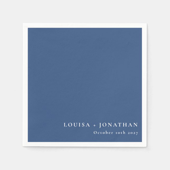 Elegante French Blue Trendy Minimal Individuellen  Serviette (Vorderseite)