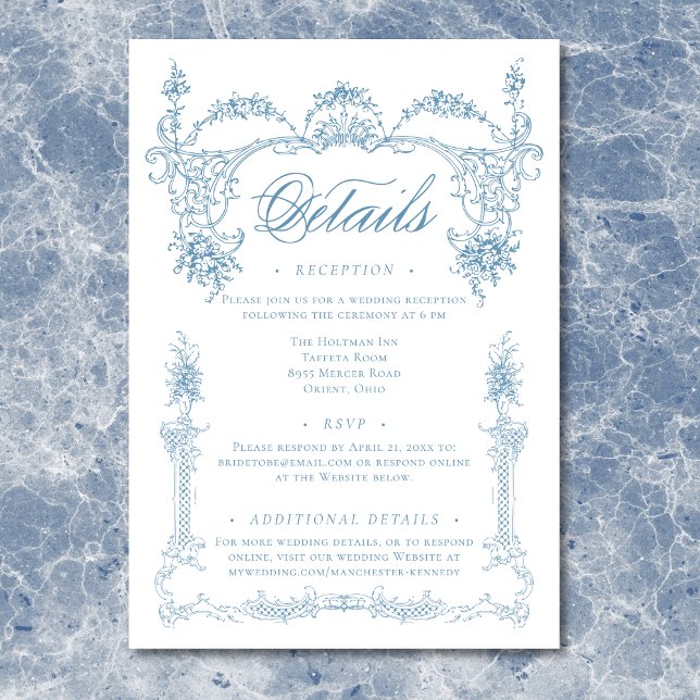Elegante French Blue Viktorianisch Chinoiserie Hoc Begleitkarte (Elegant French Blue Victorian Chinoiserie Wedding Enclosure Card)