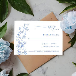 Elegante French Dusty Blue Vintage Wedding UAWG RSVP Karte