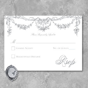 Elegante French Gray Viktorianisch Chinoiserie Hoc RSVP Karte