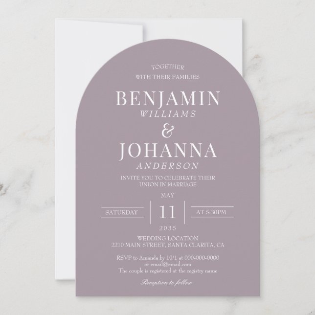 Elegante French Lilac Arch Wedding Einladung (Vorderseite)