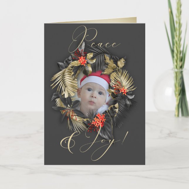 Elegante Freude und Frieden tropisches FOTO FRAME Karte (Vorderseite)