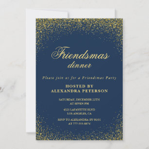 Elegante Friendsmas-Einladungen Gold Glitter Glam Einladung