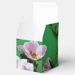 Elegante, frische wilde rosa Rosenblüten in Grün Geschenkschachtel