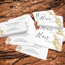 Elegante Friseursalzschere Schwarz-weiß Visitenkarte