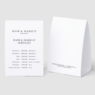 Elegante Frisur- und Make-up-Zeitachse für die Hoc Tischaufsteller