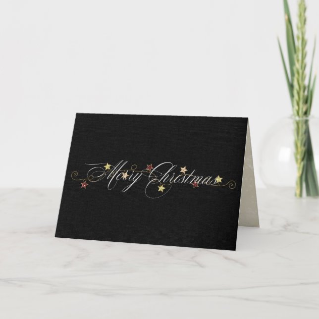 elegante frohe Weihnachten auf schwarz Karte (Vorderseite)