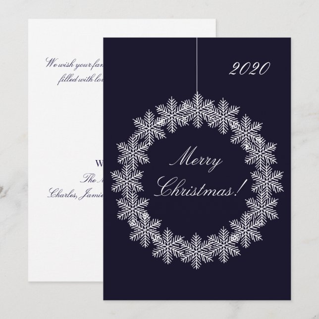 Elegante Frohe Weihnachten Snowflake Wreath (Vorne/Hinten)