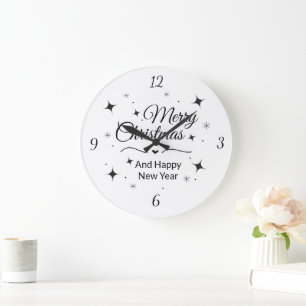 Elegante Frohe Weihnachten und ein glückliches neu Große Wanduhr