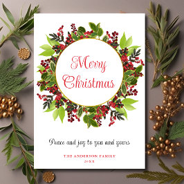 Elegante Frohe Weihnachts Red Berries Weihnachtska Feiertagskarte