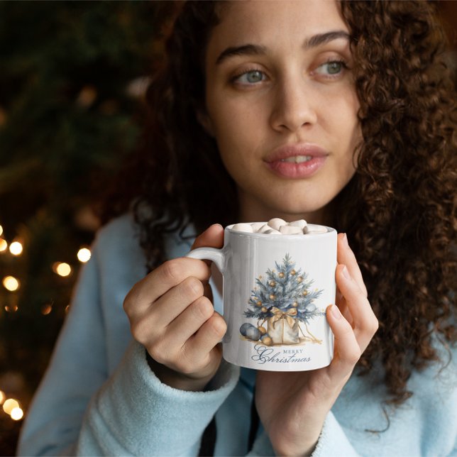 Elegante Frohe Weihnachtsbaum Gold Kaffeetasse (Von Creator hochgeladen)