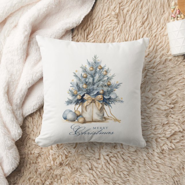Elegante Frohe Weihnachtsbaum Gold Kissen (Decke)