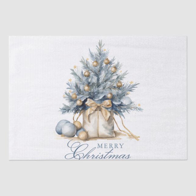 Elegante Frohe Weihnachtsbaum Gold Seidenpapier (Vorderseite)