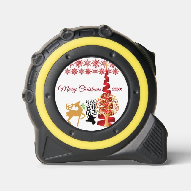 Elegante Frohe Weihnachtsbaumschätze Schneeflocken Maßband (Vorderseite)