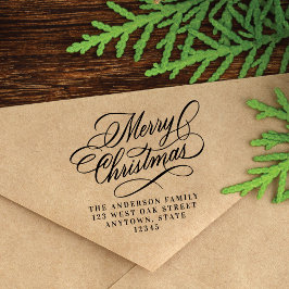 Elegante Frohe Weihnachtsfeiertage Rücksendeadress Gummistempel