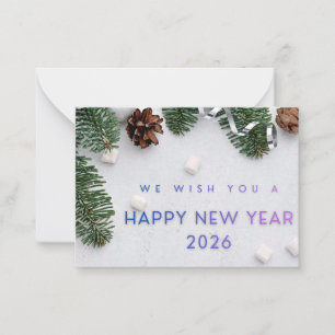 Elegante Frohes Neues Jahr 2026 Flache Notizkarte Mitteilungskarte