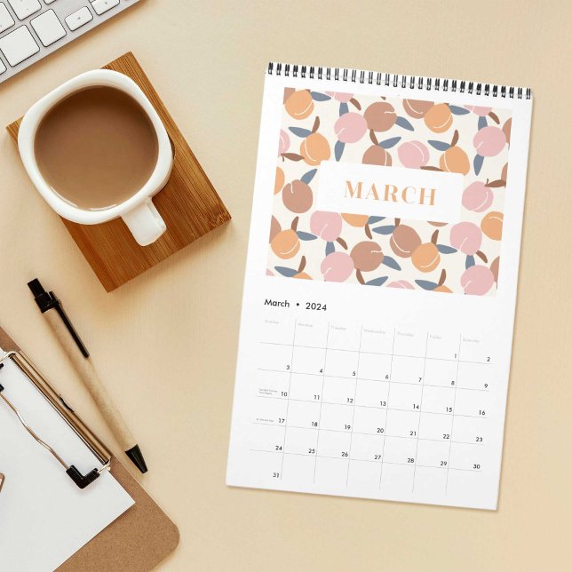 Elegante Fruchtmuster Kalender (elegant and colourful calendar with fruit patterns)