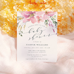 Elegante Frühlings-Aquarell-Blumen-Baby-Party Einladungspostkarte