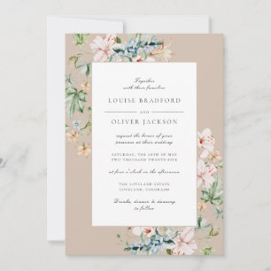 Elegante Frühlings-Aquarell-Blumen-Hochzeit in Tau Einladung