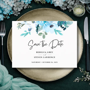 Elegante Frühlings-Hochzeit in staubigem Blau mit Save The Date