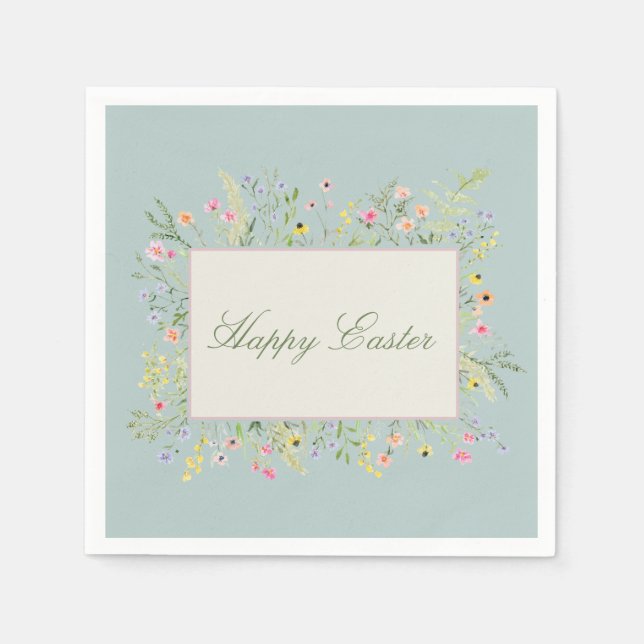 Elegante Frühlings-Wildblumen-Ostern Serviette (Vorderseite)