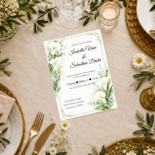 Elegante Frühlings-Zantedeschia-Romanze Hochzeit Einladung