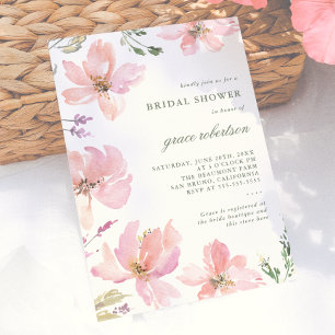 Elegante Frühlingsblumen-Aquarell-Brautparty Einladung