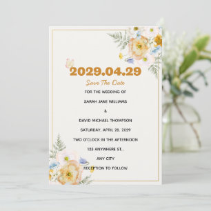 Elegante Frühlingsblumen-Hochzeit-Save-the-Date-Ka Einladung
