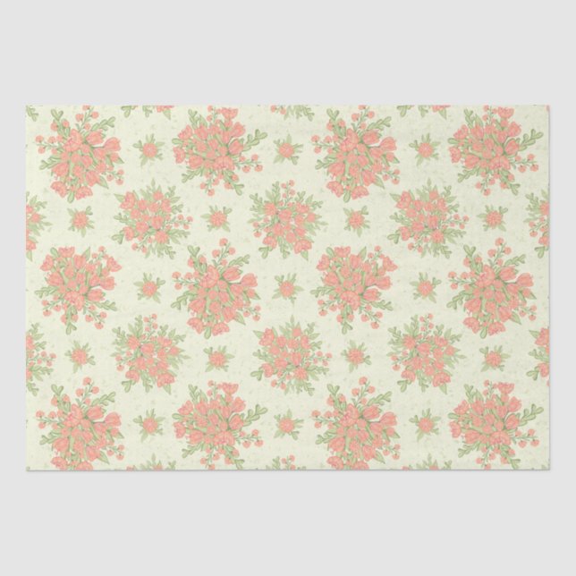 Elegante Frühlingsblumen Peach Orange 2024 Seidenpapier (Vorderseite)