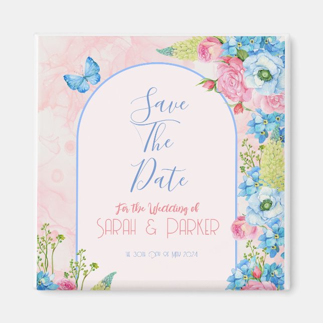 Elegante Frühlingsblumen Save the Date Magnet (Vorne)