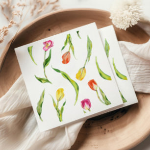 Elegante Frühlingsblumen-Tulpen-Hochzeitsshower Serviette