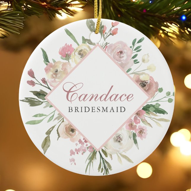 Elegante Frühlingsblütenrot Rosa Peony Bridesmaid Keramik Ornament (Von Creator hochgeladen)