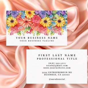 Elegante Frühlingsfarbene Blume Business Cards Visitenkarte