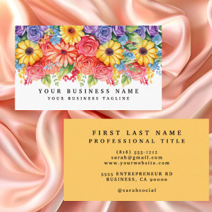 Elegante Frühlingsfarbene Blume Business Cards Visitenkarte