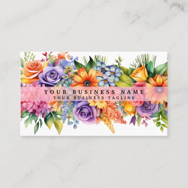 Elegante Frühlingsfarbene Blume Business Cards Visitenkarte (Vorderseite)
