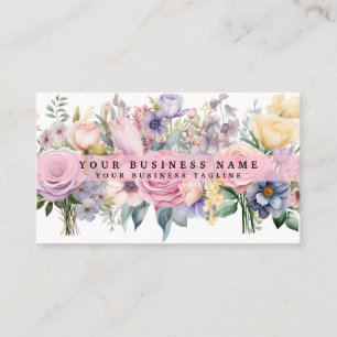 Elegante Frühlingsfarbene Blume Business Cards Visitenkarte