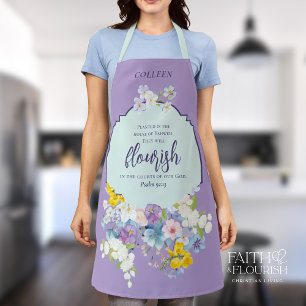 Elegante Frühlingsfloral Scripture Personalisiert Schürze