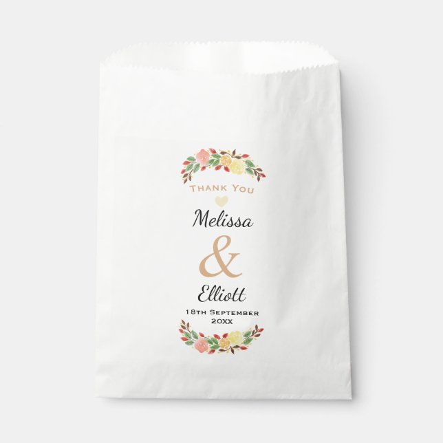 Elegante Frühlingsflorale Wasserfarben - Kranz Geschenktütchen (Vorderseite)