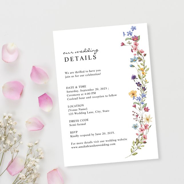 Elegante Frühlingsgarten Hochzeit Details Begleitkarte (Von Creator hochgeladen)