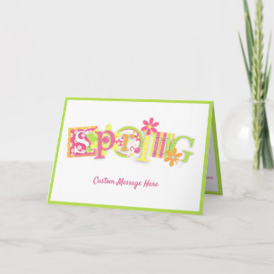 Elegante Frühlingssaison Blume Rosa Grün Gruß Karte