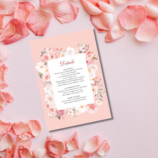 Elegante Frühlingszeit Rose Blush Pink Frame Weddi Begleitkarte (Von Creator hochgeladen)
