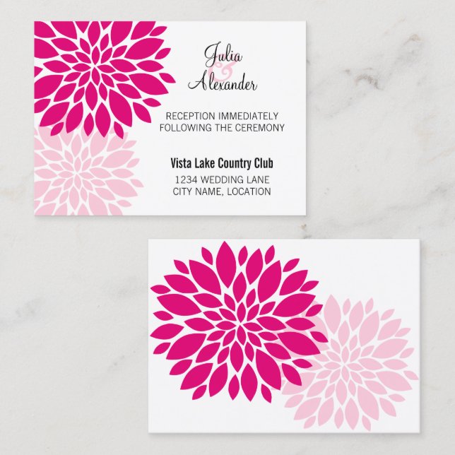 Elegante Fuchsia Pink Empfang Cards Begleitkarte (Vorne/Hinten)