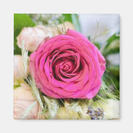 Elegante Fuchsia Pink Garden Rose Blume Magnet