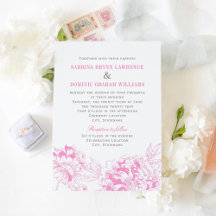 Elegante Fuchsia Pink und Gray Bloral Peony Weddin