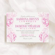 Elegante Fuchsia Pink und Gray Bloral Peony Weddin