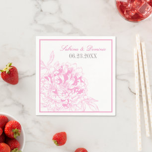 Elegante Fuchsia-Rosa- und Graue Pfingstrosen-Hoch Serviette