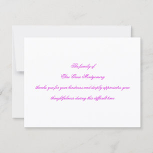 Elegante Fuchsia-Schrift Traueranzeige Dankeskarte