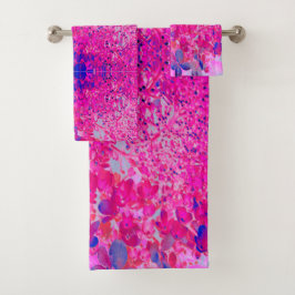 Elegante Fuchsia und dunkelblaue Limelight Hydrang Badhandtuch Set