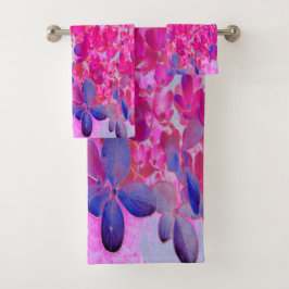 Elegante Fuchsia und dunkelblaue Limelight Hydrang Badhandtuch Set