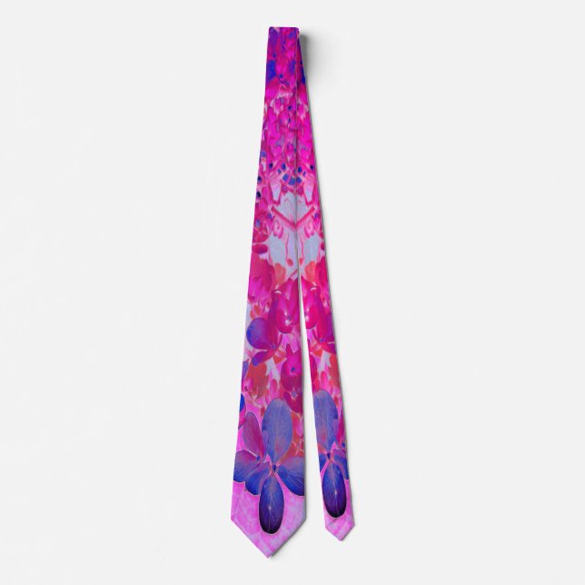 Elegante Fuchsia und dunkelblaue Limelight Hydrang Krawatte (Vorderseite)